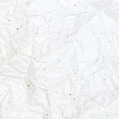Recycled crumpled white paper texture or paper background for design with copy space for text or image.