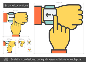 Smart wristwatch line icon.