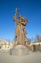 Fototapeta na wymiar Moscow, Russia - November 22, 2016: the Monument to Saint Prince Vladimir on the Borovitskaya square in Moscow near the Kremlin. The opening ceremony took place on November 4, 2016