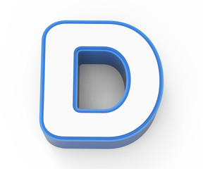 blue framed white letter D