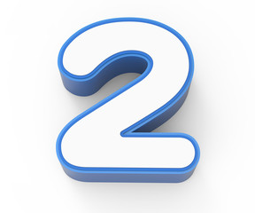 blue framed white number 2