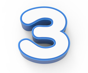 blue framed white number 3