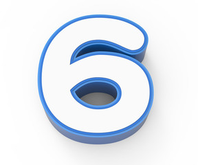 blue framed white number 6