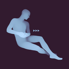 Naklejka premium Man in a Thinker Pose. 3D Model of Man. 