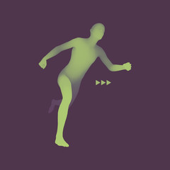 3d Running Man. Design for Sport, Business, Science.