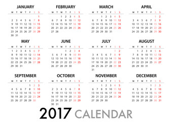 2017 Calendar Planner Design.