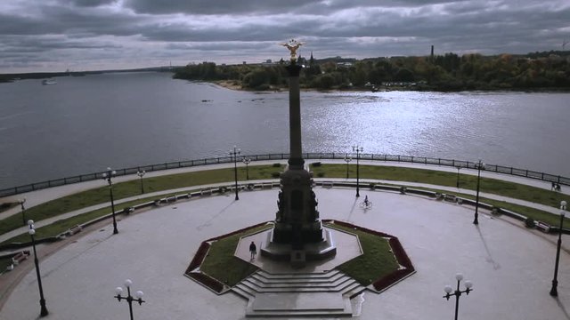 Park on the Strelka Yaroslavl, aerial shot