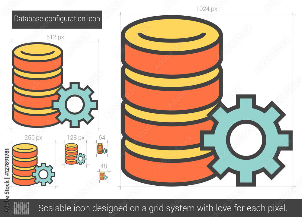 Poster database configuration line icon.
