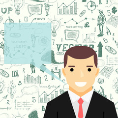 Doodle design style concept of leadership in business, career opportunities and strategy vision