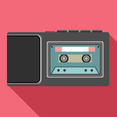 Dictaphone flat icon. Vector audio technology equipment illustration.