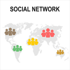 Social Network Vector Concept. Flat Design Illustration for Web Sites Infographic Design. Communication Systems and Technologies.