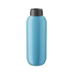 Blue glossy plastic shampoo bottle template.