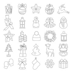 Collection of line christmas elements and decorations