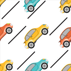 Seamless baby background with cars