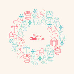 Stock vector christmas wreath with decorative elements