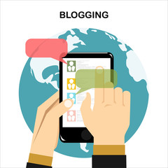 Blogging. Flat vector illustration.