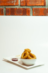 Fried squids on white background