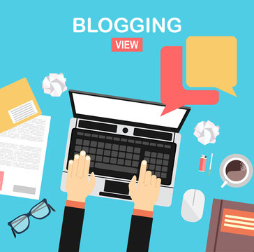 Blogging. Flat vector illustration.