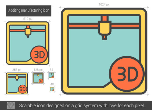 Additing manufacturing line icon.