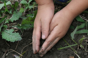 土遊びをする子供