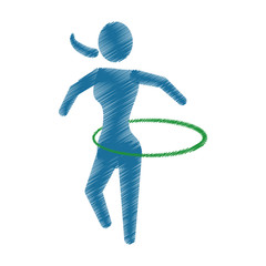 drawing colored silhouette woman physical exercise vector illustration eps 10