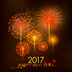 Happy New Year 2017 celebration abstract Starburst Seasons greetings background with firework