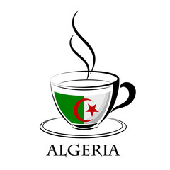 coffee logo made from the flag of Algeria