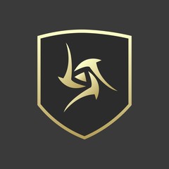 Tribal Triangle Logo with Gold Shield