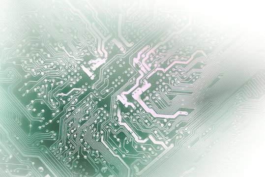 Close up of yellow computer circuit board