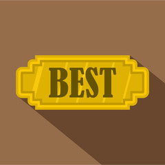 Golden best label icon. Flat illustration of golden best label vector icon for web isolated on coffee background