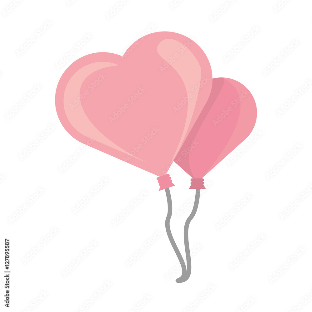 Poster two pink balloons heart design vector illustration eps 10