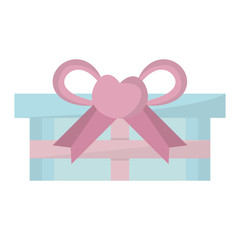 Obraz premium blue gift box pink bow heart vector illustration eps 10