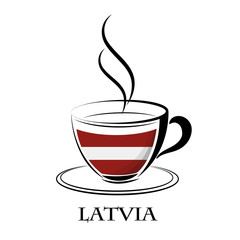 Obraz premium coffee logo made from the flag of Latvia