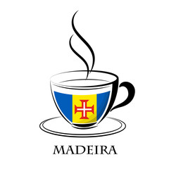 coffee logo made from the flag of Madeira