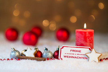 weihnachtliche dekoration mit schild