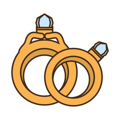 two rings wedding gold jewelry design vector illustration eps 10