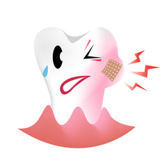 Cute Cartoon Clip Art - Tooth crying face on white background, Tooth get sick 