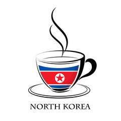 coffee logo made from the flag of North Korea