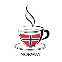 coffee logo made from the flag of  Norway