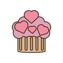 cupcake pink hearts wedding snack icon vector illustration eps 10