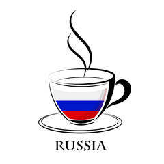 coffee logo made from the flag of Russia