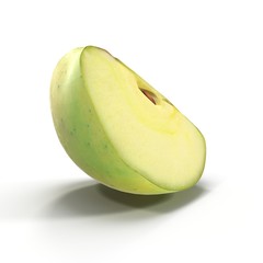 Sliced Green apple isolated on the white. 3D illustration
