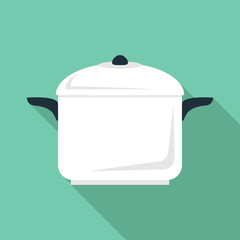 Soup pan icon. Flat illustration of soup pan vector icon for web