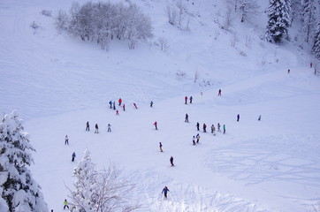Fototapeta premium piste de ski de saint pierre de chartreuse - vue aérienne