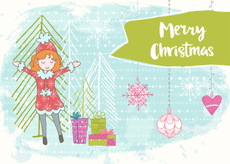 Winter hand drawn poster.