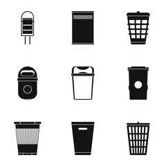 Waste rubbish icons set. Simple illustration of 9 waste rubbish vector icons for web