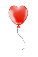 Fototapeta na wymiar Red heart flying air balloon isolated on white background