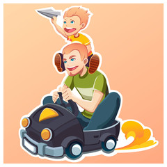 Happy father's day. Father and son. Vector illustration