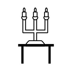 Fototapeta premium pictogram chandelier candles decorative on table wedding design vector illustration eps 10