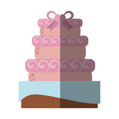 delicious cake ribbon wedding dessert with shadow vector illustration eps 10